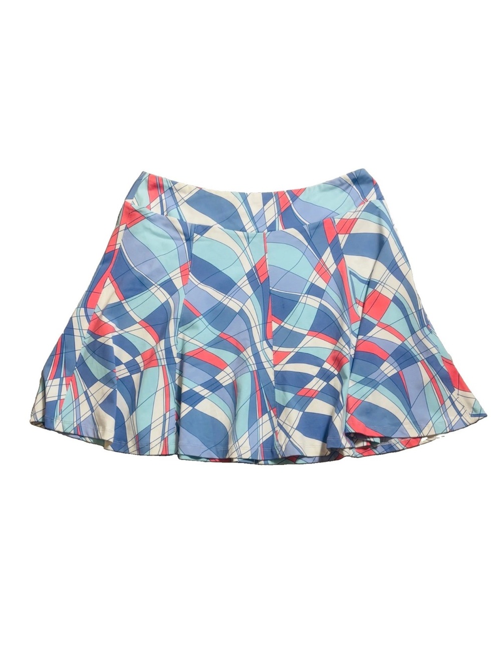 J. McLaughlin Catalina Cloth Skirt Blue Geo Pattern Size Large Golf Pickleball